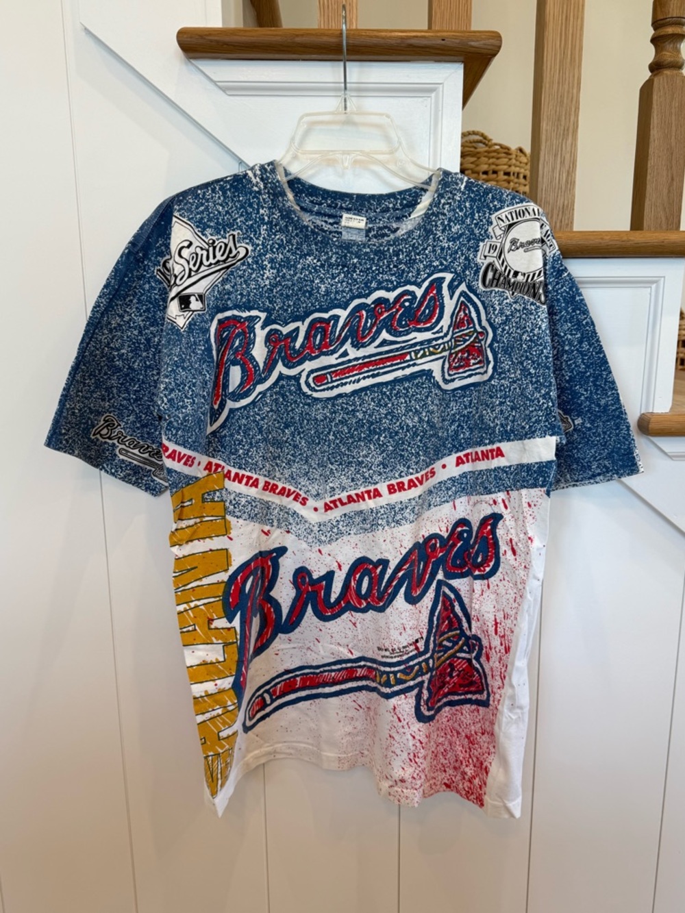 Vintage 90s Atlanta Braves AOP Shirt 1991 World Series Magic Johnson Ts